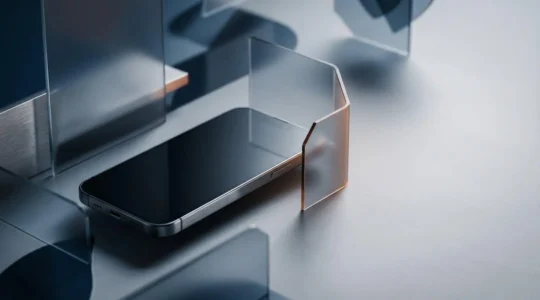 Scène représentant la cybersécurité mobile avec des éléments visuels évoquant la protection des données personnelles sur smartphone