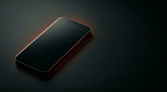 Smartphone posé sur une surface avec un éclairage dramatique évoquant une menace numérique