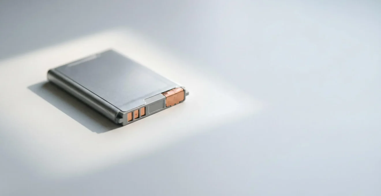 Gros plan sur une batterie de smartphone montrant des indicateurs de santé et d'autonomie